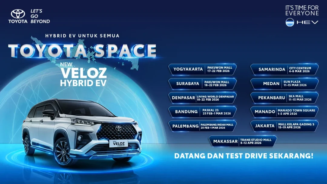 Hybrid EV untuk Semua, Toyota Space 2026 Bawa New Veloz Hybrid EV ke Berbagai Kota